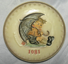 Vintage 1981 Hummel Boy with Umbrella Plate Hand-Painted Goebel W Germany