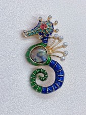 Rhinestone Seahorse Brooch Pin