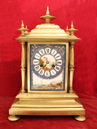 Antique french brass mantel - french,