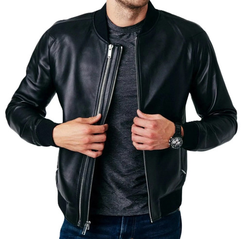 Men black lambskin - black,