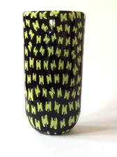 VITTORIO FERRO SIGNED MURANO STYLISED BUTTERFLY DESIGN LARGE GREEN GLASS VASE