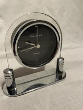 London Clock Co Quartz Glass & Chrome Arch Mantel Clock