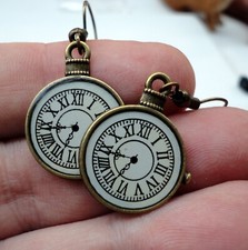 Vintage style Clock Face EARRINGS Time Piece new old stock Unusual Fashion