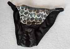 Black Pearl 100% Silk String Bikini Tanga Panties Knickers UK M 10 34-35" hips