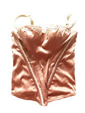 Marks & Spencer UK 34D Dusky Pink Underwire Padded Floral Satin Strapless Basque