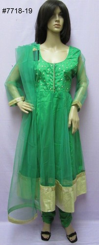 Anarkali 7719 green net - anarkali,
