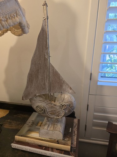 Wooden sailboat model - sailboat, decor