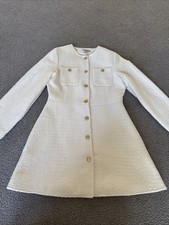 NWT H&M 100% Rib-knit Fitted Button Front Dress White Size M