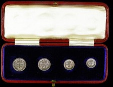 1908 EDWARD VII SILVER 4 COIN MAUNDY SET - original dated case
