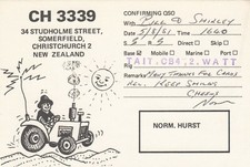 Postcard QSL Radio CB Ham Norm Hurst Somerfield Christchurch New Zealand Ref QSL
