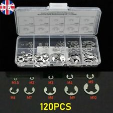 120x External E Clips Circlip C Clip Retaining Clips Assorted M1.5 - M10 Washer