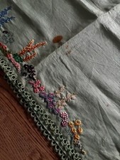 part sewn vintage tablecloth