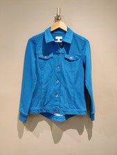 QVC Denim & Co. Comfy Denim Style Jacket with Collar Teal Size Small RRP £49