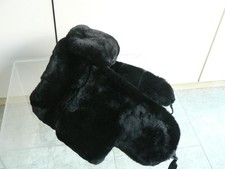 Vintage Russian Trapper Hat Black Beaver Sheepskin Medium Winter Warm Revival