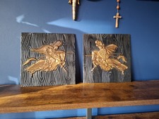 2 x Vintage Brass Picture