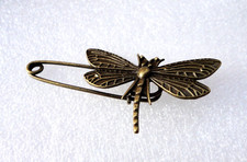 Vintage Style Dragonfly Brooch Charm Safety Pin Findings Scalf Pendant Insect
