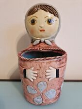 Painted Russian Babushka PaperMache Wall PocketPlanter Vintage 