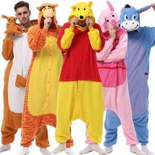 Adult Halloween Winnie The Pooh Flannel CosplayKigurumi Hoodies Pajamas Costume