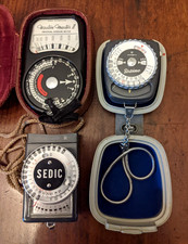 vintage camera light meters x 3