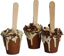 Set of 3  Caramel Handmade Belgian Hot Chocolate Stirrers Spoons Sticks