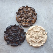 Tudor Rose Wood Carving Lancashire Yorkshire Carved Rose Rosette Decor Onlay