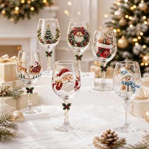 1pc christmas wine glass - glass, clear