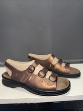 Clarks Springers Sandals 8.5m  Slingback Brown Bronze Leather  Open Toe Comfort