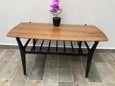 Mid Century Modern Nathan ebonised leg Tola coffee table with magazine rack