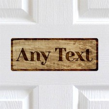 Personalised Any Text Rustic Wood Effect Aluminium Door Sign.  Indoor / Outdoor
