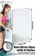 Large Wall Mirror 8ft x 4ft 4mm Glass Sheet + Polished Edges 6 Holes Gym Studio