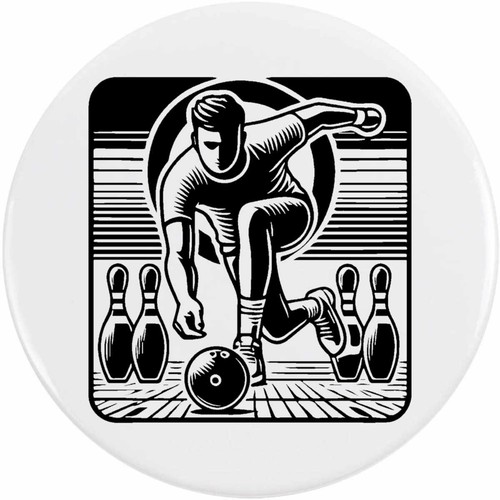 Bowling player button - button, pin