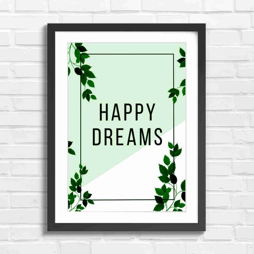 Happy dreams botanical quote - botanical,