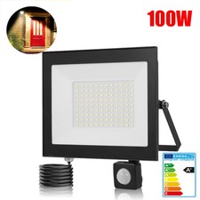 100W LED Floodlight With PIR Motion Sensor Outdoor Garden Security Lights IP66
