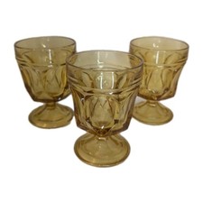 3 Amber Colored Wine Glasses