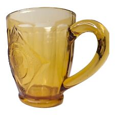 Coronation Amber Glass Cup 1937 King George VI & HM Queen Elizabeth Coffee Tea .