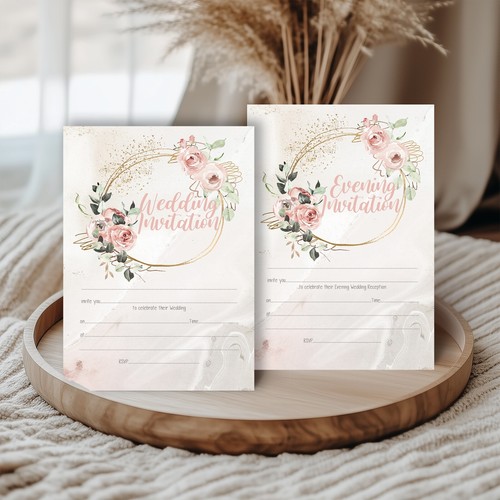 Wedding invitations blank gold - blank,