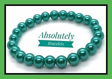 Elastic Glass Pearl Bead Stacker Bracelet - 30 Colours - 8mm Beads -Handmade