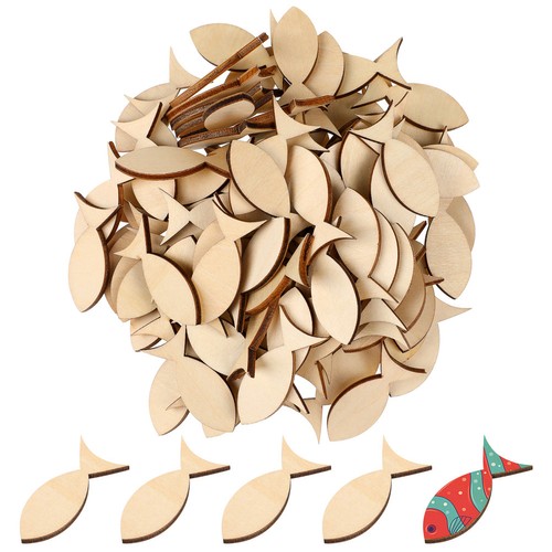 100pcs fish shape wood slices - fish,