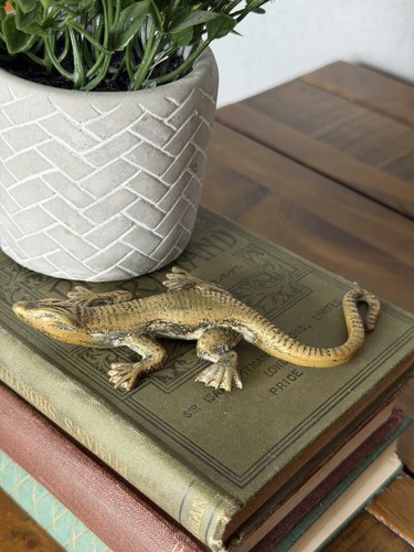 Vintage solid brass lizard - vintage,