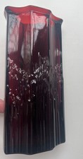 RUBY RED COLOUR AVON 1970s CAPE COD? BRASERO GLASS VASE 6½" INCHES TALL VINTAGE