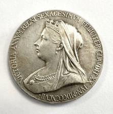 1897  Queen Victoria Diamond Jubilee Silver Medal 25mm 9.76g -Exceptionally Fine