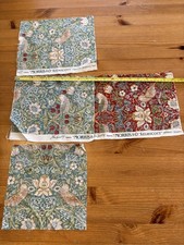 4 Remnants Of Free Spirit William Morris Strawberry Thief Fabric Blue And Red