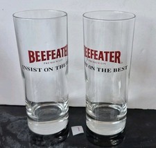 2 x Beefeater Gin High Ball Drinking Glasses Insist On The Best 6.5" Tall VGC