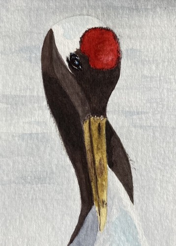 Original watercolour crane - watercolour,