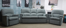 G PLAN CHLOE STATIC 3 SEATER SOFA+ 2x CHAIRS IN WAFFLE MARINE FABRIC. RRP £2943.