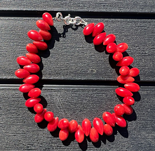 Red teardrop coral - red,