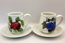 Portmeirion Pomona x 2 Cups & Saucers Apple And Plum