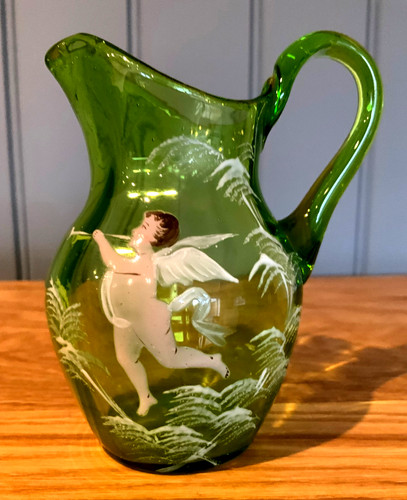 Victorian green glass - green, jug