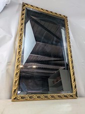 Large Vintage Bevelled Rectangular Ornate Gold Frame Wall Mirror 64.5 x 39.5cm 