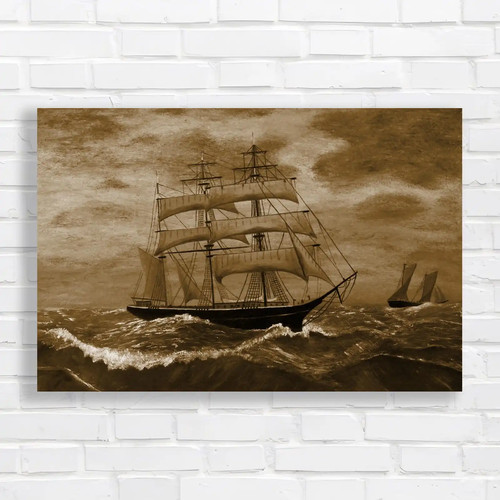 Sail ship stormy sea sepia - ship, at